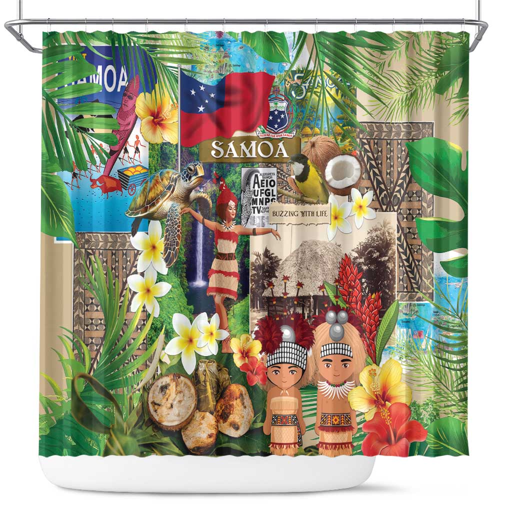 Samoa Culture Shower Curtain Embracing The Spirit LT05 Beige - Polynesian Pride