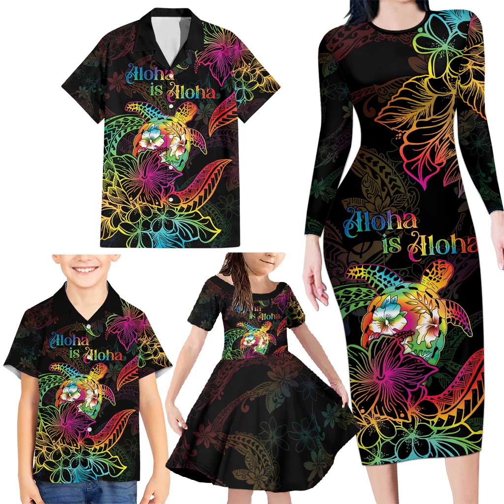 Hawaii Pride Family Matching Long Sleeve Bodycon Dress and Hawaiian Shirt Aloha Is Aloha LT05 - Polynesian Pride