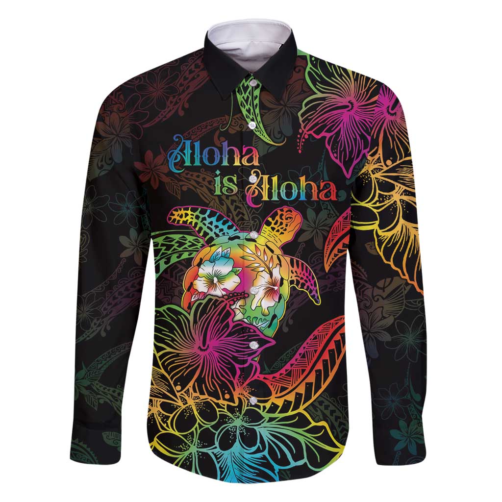 Hawaii Pride Family Matching Mermaid Dress and Hawaiian Shirt Aloha Is Aloha LT05 Dad's Shirt - Long Sleeve Colorful - Polynesian Pride
