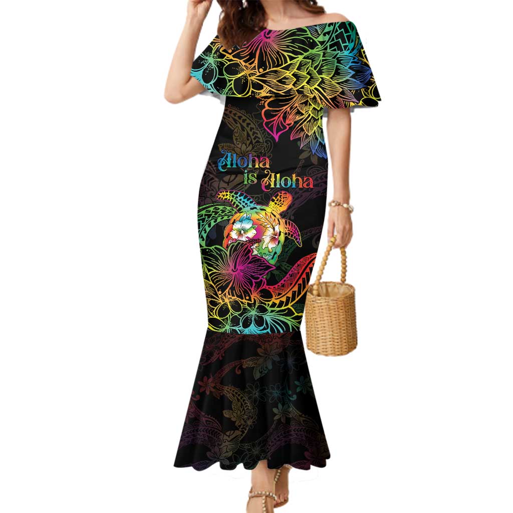 Hawaii Pride Family Matching Mermaid Dress and Hawaiian Shirt Aloha Is Aloha LT05 Mom's Dress Colorful - Polynesian Pride