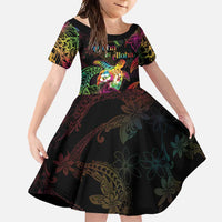 Hawaii Pride Family Matching Off Shoulder Maxi Dress and Hawaiian Shirt Aloha Is Aloha LT05 Daughter's Dress Colorful - Polynesian Pride