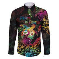 Hawaii Pride Family Matching Off Shoulder Maxi Dress and Hawaiian Shirt Aloha Is Aloha LT05 Dad's Shirt - Long Sleeve Colorful - Polynesian Pride