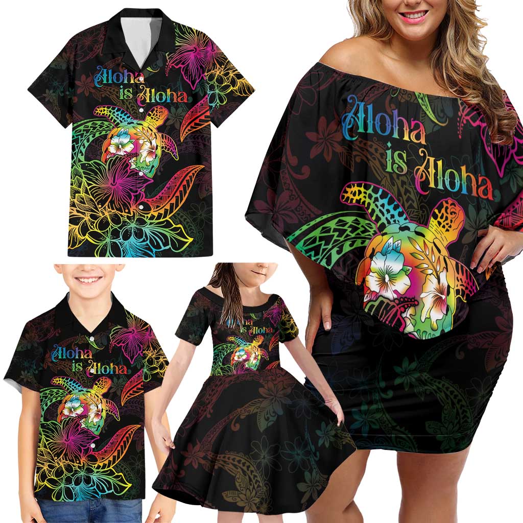 Hawaii Pride Family Matching Off Shoulder Short Dress and Hawaiian Shirt Aloha Is Aloha LT05 - Polynesian Pride