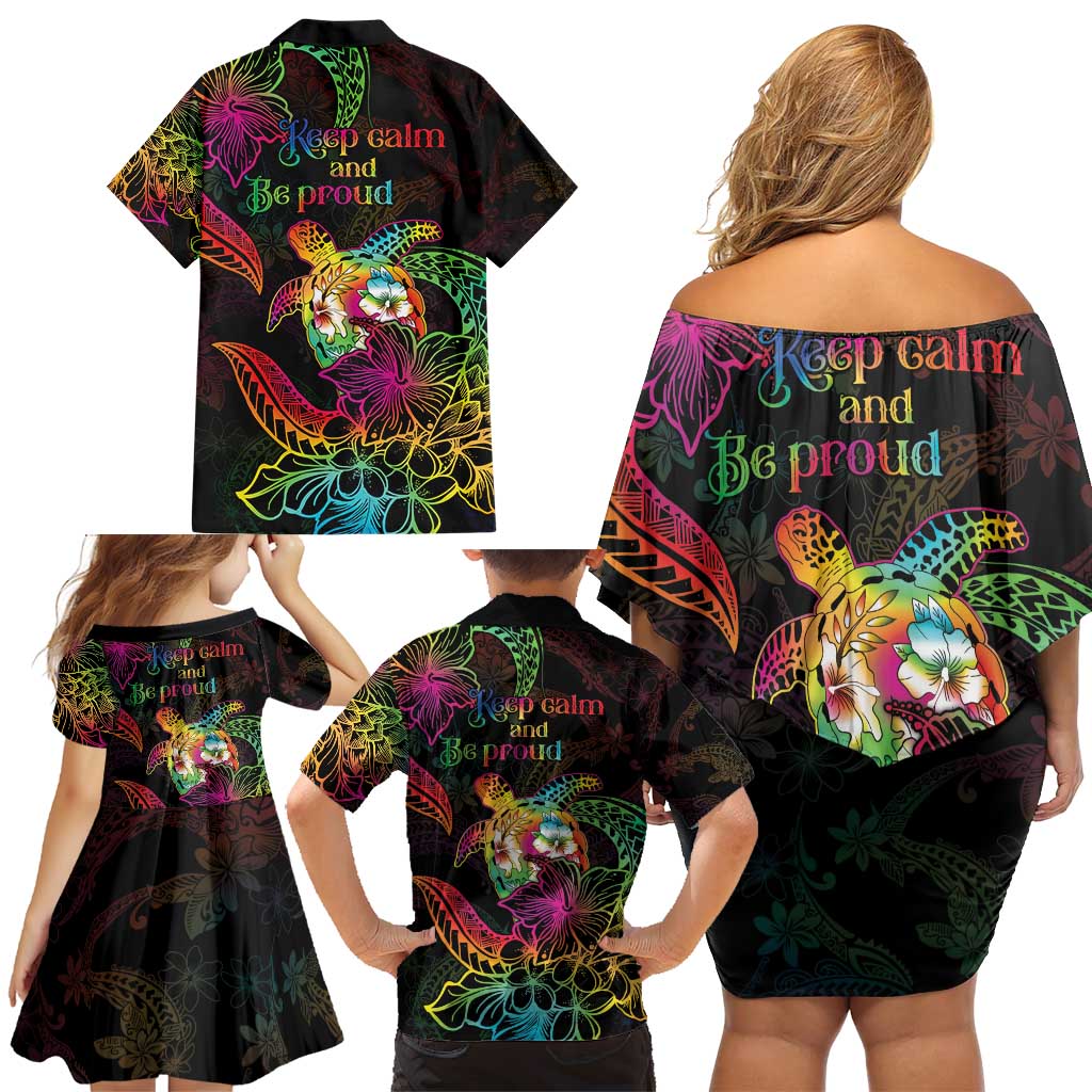 Hawaii Pride Family Matching Off Shoulder Short Dress and Hawaiian Shirt Aloha Is Aloha LT05 - Polynesian Pride