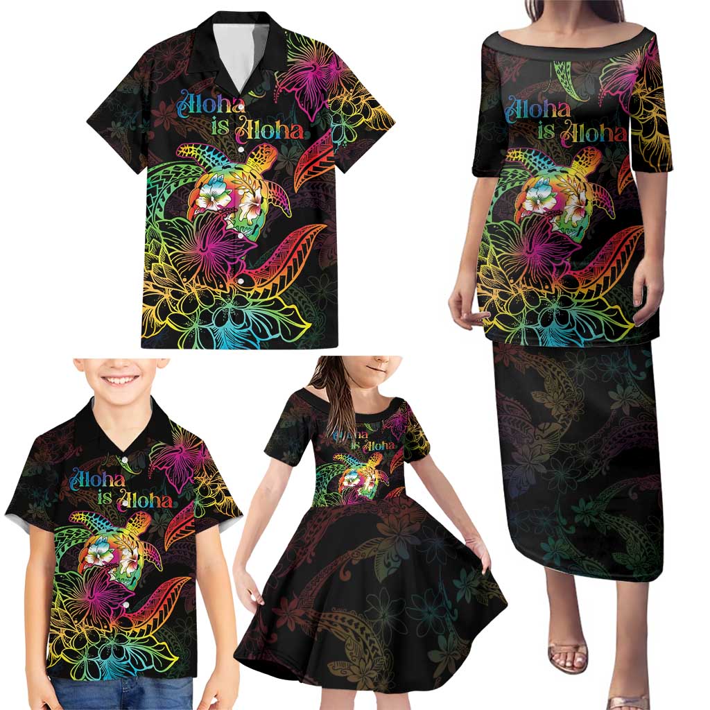 Hawaii Pride Family Matching Puletasi and Hawaiian Shirt Aloha Is Aloha