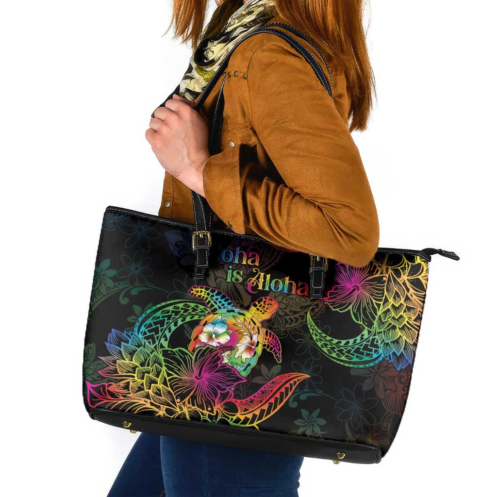 Hawaii Pride Leather Tote Bag Aloha Is Aloha LT05 Colorful - Polynesian Pride