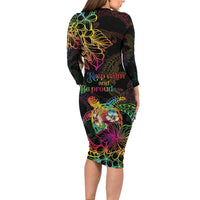 Hawaii Pride Long Sleeve Bodycon Dress Aloha Is Aloha LT05 - Polynesian Pride