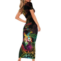 Hawaii Pride Short Sleeve Bodycon Dress Aloha Is Aloha LT05 - Polynesian Pride