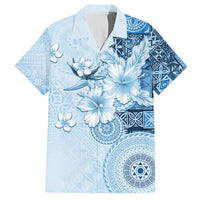 Hawaii Tapa Pattern With Blue Hibiscus Hawaiian Shirt LT05 Blue - Polynesian Pride