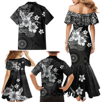 Hawaii Tapa Pattern With Black Hibiscus Family Matching Mermaid Dress and Hawaiian Shirt LT05 - Polynesian Pride