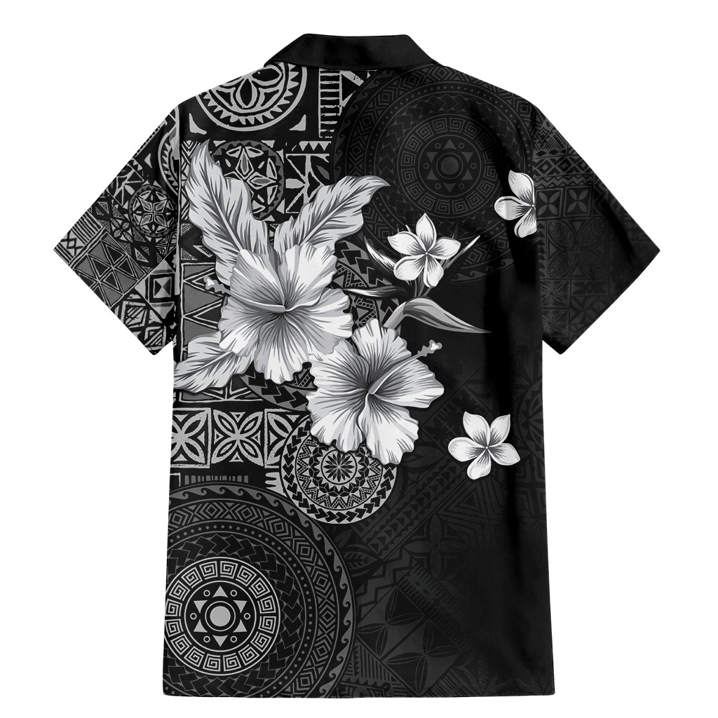 Hawaii Tapa Pattern With Black Hibiscus Family Matching Mermaid Dress and Hawaiian Shirt LT05 - Polynesian Pride