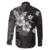 Hawaii Tapa Pattern With Black Hibiscus Family Matching Mermaid Dress and Hawaiian Shirt LT05 - Polynesian Pride