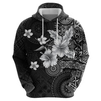 Hawaii Tapa Pattern With Black Hibiscus Zip Hoodie LT05 - Polynesian Pride