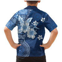 Hawaii Tapa Pattern With Navy Hibiscus Family Matching Mermaid Dress and Hawaiian Shirt LT05 - Polynesian Pride