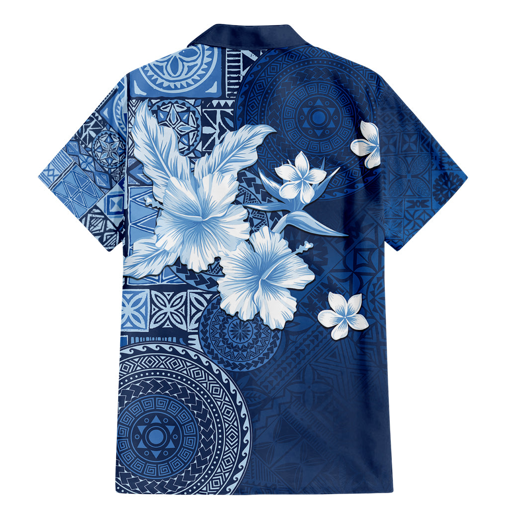 Hawaii Tapa Pattern With Navy Hibiscus Family Matching Mermaid Dress and Hawaiian Shirt LT05 - Polynesian Pride