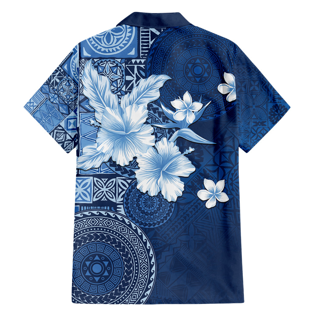 Hawaii Tapa Pattern With Navy Hibiscus Family Matching Tank Maxi Dress and Hawaiian Shirt LT05 - Polynesian Pride