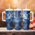 Hawaii Tapa Pattern With Navy Hibiscus Tumbler With Handle