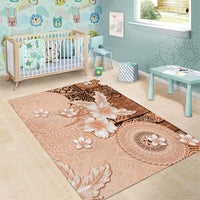 Hawaii Tapa Pattern With Brown Hibiscus Area Rug