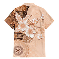 Hawaii Tapa Pattern With Brown Hibiscus Family Matching Mermaid Dress and Hawaiian Shirt LT05 - Polynesian Pride