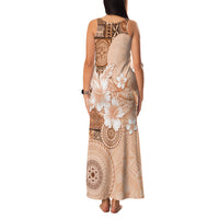 Hawaii Tapa Pattern With Brown Hibiscus Family Matching Tank Maxi Dress and Hawaiian Shirt