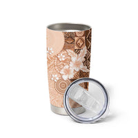 Hawaii Tapa Pattern With Brown Hibiscus Tumbler Cup