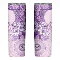 Hawaii Tapa Pattern With Violet Hibiscus Skinny Tumbler
