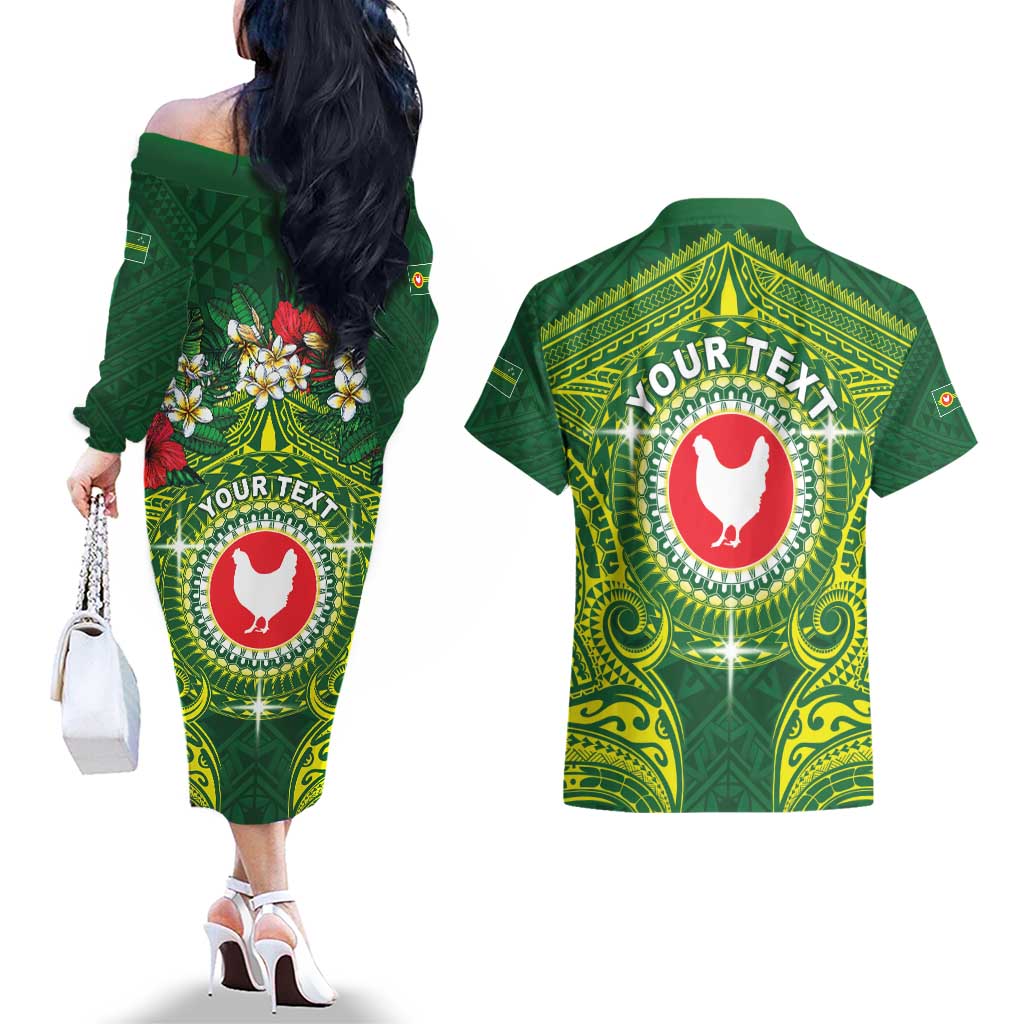 Personalized American Samoa Manua Cession Day Couples Matching Off The Shoulder Long Sleeve Dress and Hawaiian Shirt Up Up The Moa LT05 - Polynesian Pride