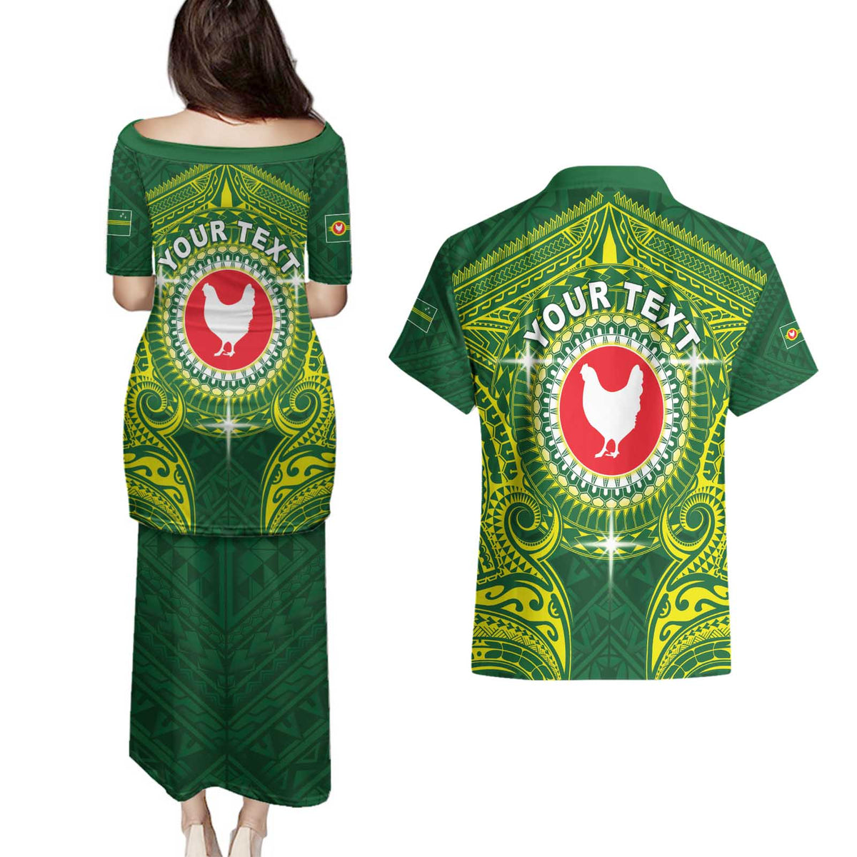 Personalized American Samoa Manua Cession Day Couples Matching Puletasi and Hawaiian Shirt Up Up The Moa