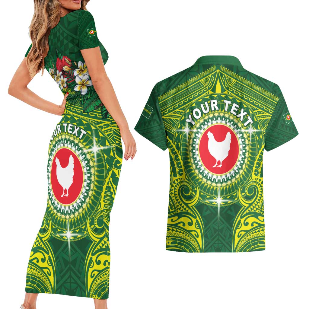 Personalized American Samoa Manua Cession Day Couples Matching Short Sleeve Bodycon Dress and Hawaiian Shirt Up Up The Moa LT05 - Polynesian Pride