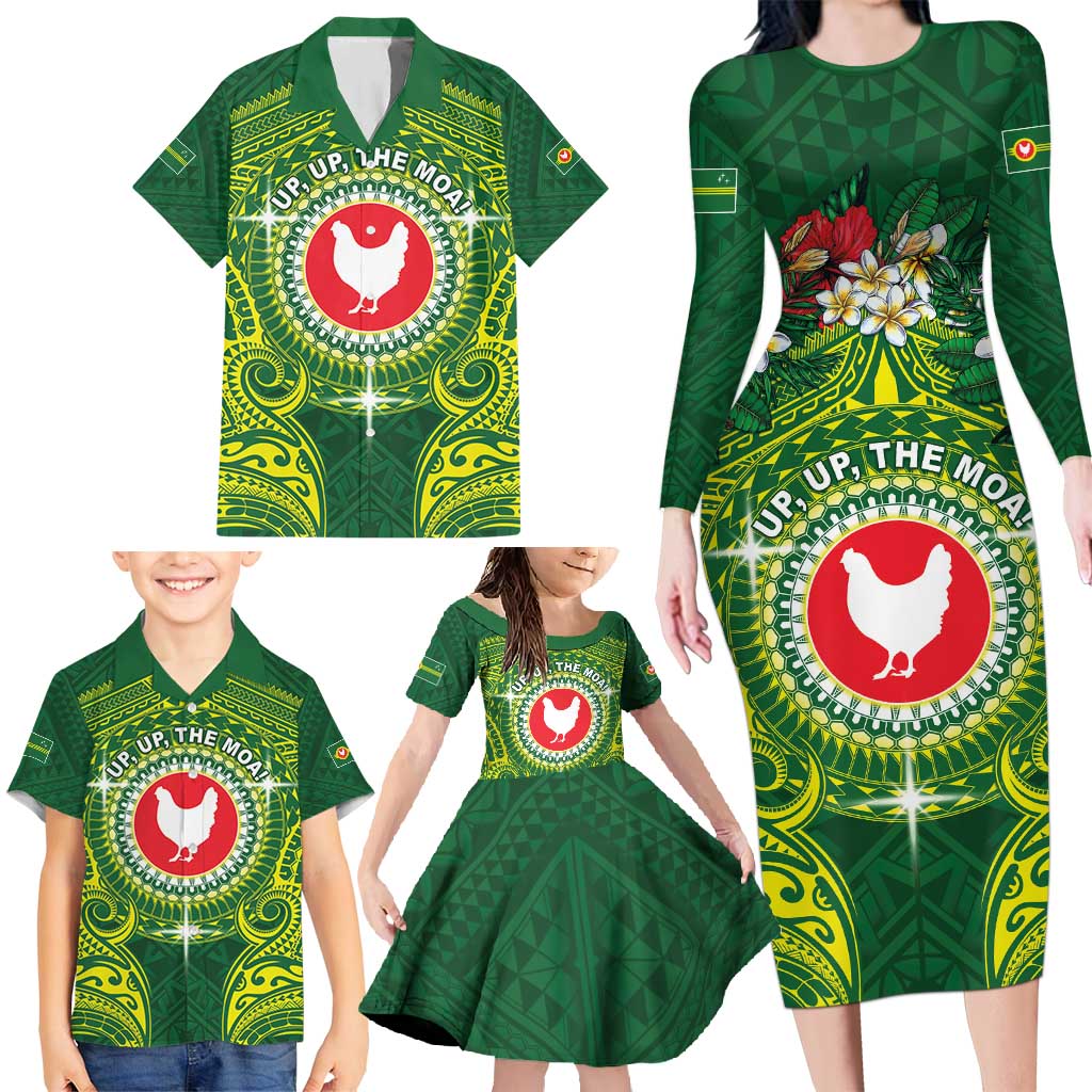 Personalized American Samoa Manua Cession Day Family Matching Long Sleeve Bodycon Dress and Hawaiian Shirt Up Up The Moa LT05 - Polynesian Pride