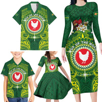 Personalized American Samoa Manua Cession Day Family Matching Long Sleeve Bodycon Dress and Hawaiian Shirt Up Up The Moa LT05 - Polynesian Pride