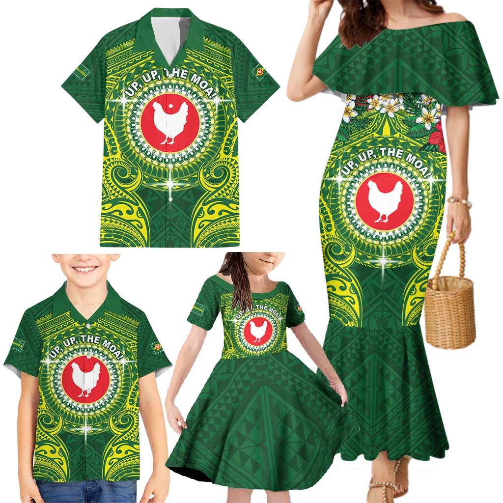 Personalized American Samoa Manua Cession Day Family Matching Mermaid Dress and Hawaiian Shirt Up Up The Moa LT05 - Polynesian Pride