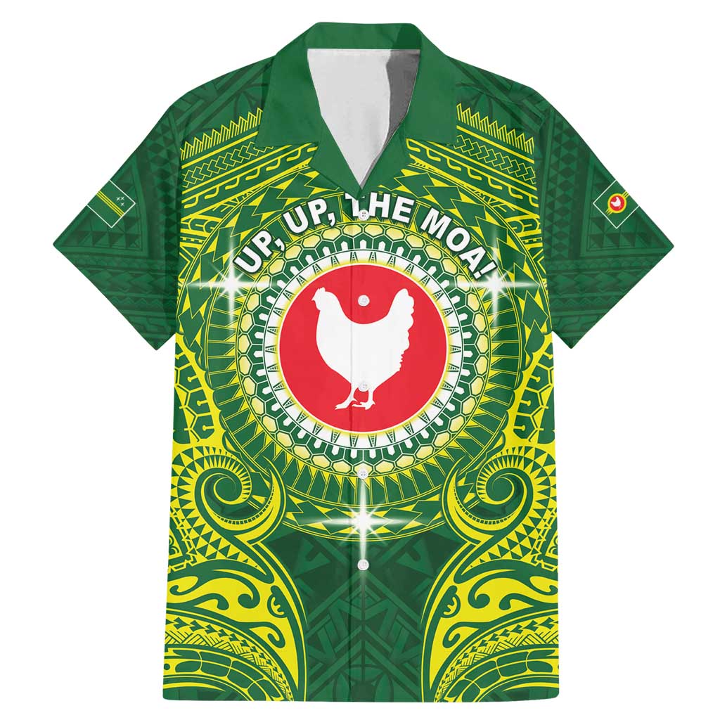 Personalized American Samoa Manua Cession Day Family Matching Mermaid Dress and Hawaiian Shirt Up Up The Moa LT05 Dad's Shirt - Short Sleeve Green - Polynesian Pride