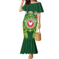 Personalized American Samoa Manua Cession Day Family Matching Mermaid Dress and Hawaiian Shirt Up Up The Moa LT05 Mom's Dress Green - Polynesian Pride