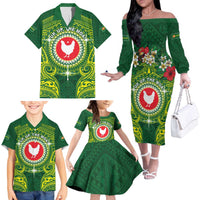 Personalized American Samoa Manua Cession Day Family Matching Off The Shoulder Long Sleeve Dress and Hawaiian Shirt Up Up The Moa LT05 - Polynesian Pride