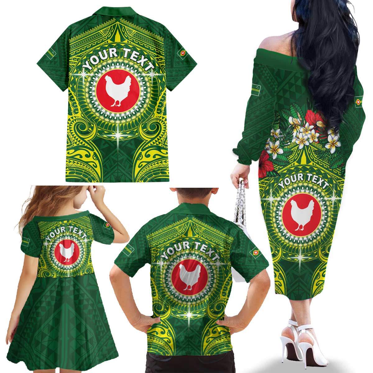 Personalized American Samoa Manua Cession Day Family Matching Off The Shoulder Long Sleeve Dress and Hawaiian Shirt Up Up The Moa LT05 - Polynesian Pride