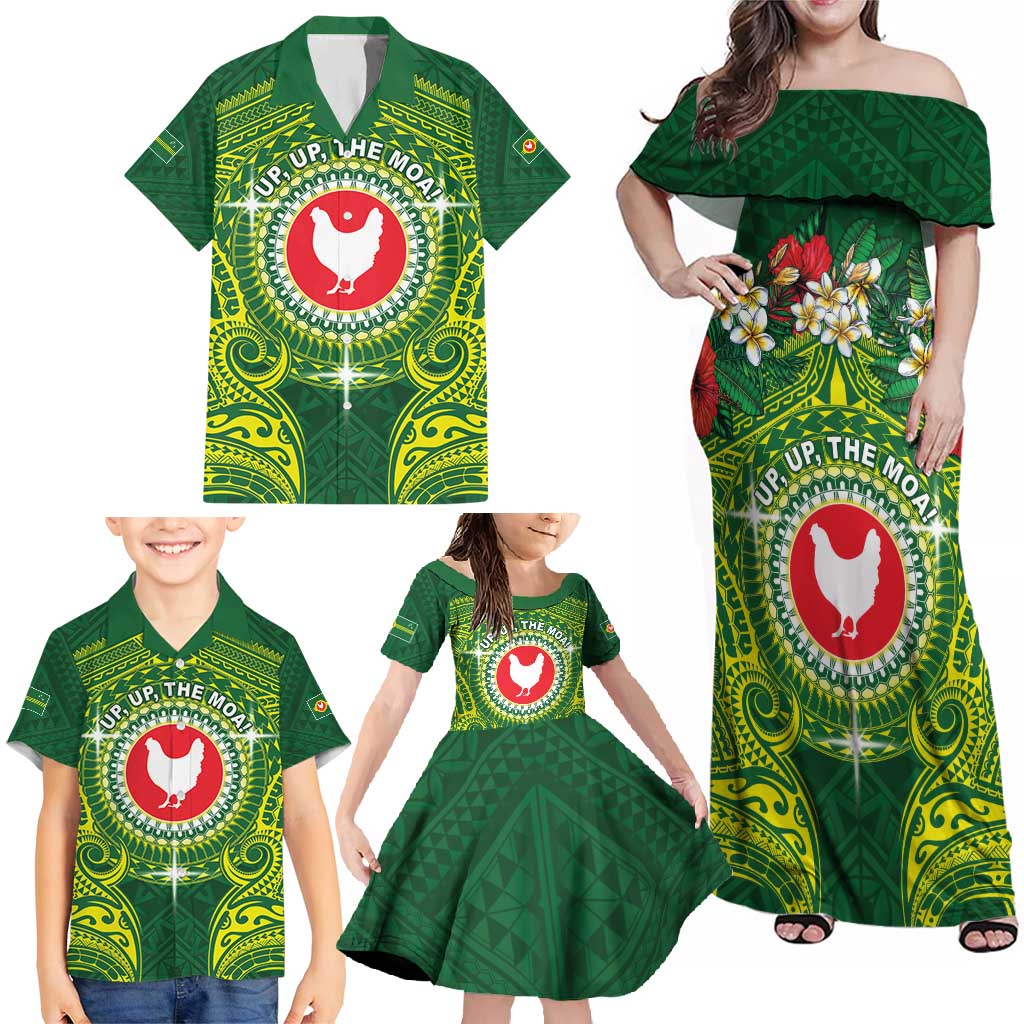 Personalized American Samoa Manua Cession Day Family Matching Off Shoulder Maxi Dress and Hawaiian Shirt Up Up The Moa LT05 - Polynesian Pride