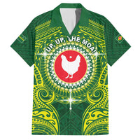 Personalized American Samoa Manua Cession Day Family Matching Off Shoulder Maxi Dress and Hawaiian Shirt Up Up The Moa LT05 Dad's Shirt - Short Sleeve Green - Polynesian Pride