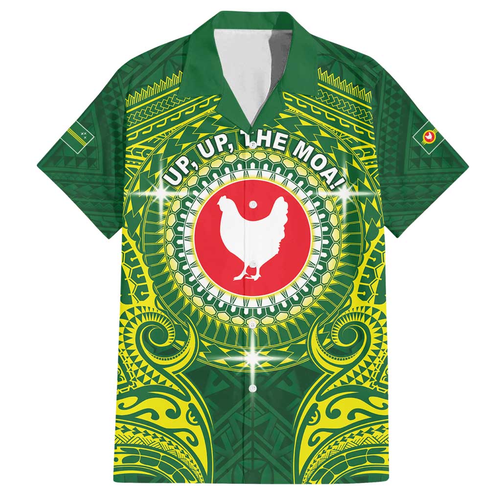 Personalized American Samoa Manua Cession Day Family Matching Off Shoulder Short Dress and Hawaiian Shirt Up Up The Moa LT05 Dad's Shirt - Short Sleeve Green - Polynesian Pride