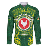 Personalized American Samoa Manua Cession Day Family Matching Puletasi and Hawaiian Shirt Up Up The Moa LT05 Dad's Shirt - Long Sleeve Green - Polynesian Pride