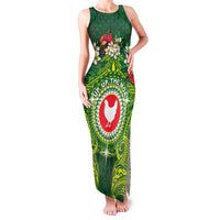 Personalized American Samoa Manua Cession Day Family Matching Tank Maxi Dress and Hawaiian Shirt Up Up The Moa LT05 Mom's Dress Green - Polynesian Pride