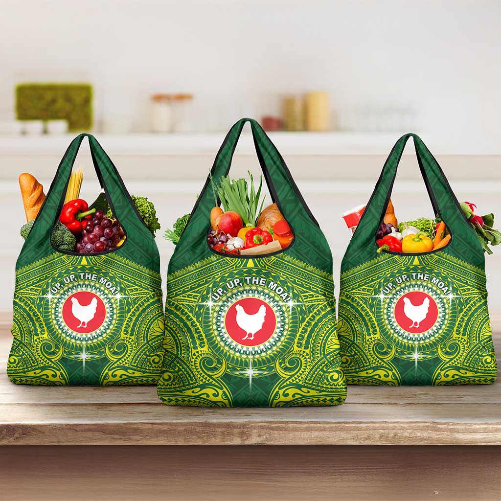 American Samoa Manua Cession Day Grocery Bag Up Up The Moa LT05 3-pack One Size Green - Polynesian Pride