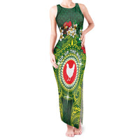 Personalized American Samoa Manua Cession Day Tank Maxi Dress Up Up The Moa LT05 Women Green - Polynesian Pride