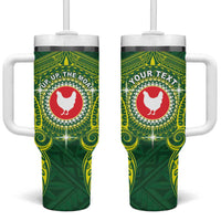 Personalized American Samoa Manua Cession Day Tumbler With Handle Up Up The Moa LT05 One Size: 40 oz Green - Polynesian Pride