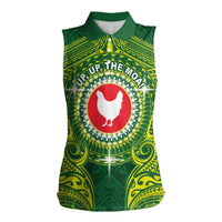 Personalized American Samoa Manua Cession Day Women Sleeveless Polo Shirt Up Up The Moa LT05 Female Green - Polynesian Pride