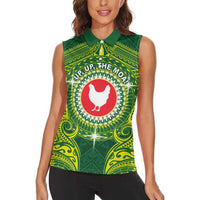 Personalized American Samoa Manua Cession Day Women Sleeveless Polo Shirt Up Up The Moa LT05 - Polynesian Pride