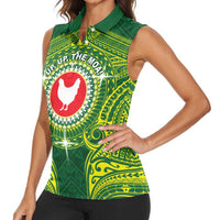 Personalized American Samoa Manua Cession Day Women Sleeveless Polo Shirt Up Up The Moa LT05 - Polynesian Pride