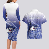 Personalized Samoana High School Couples Matching Long Sleeve Bodycon Dress and Hawaiian Shirt Polynesian Tribal Shark LT05 - Polynesian Pride