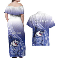 Personalized Samoana High School Couples Matching Off Shoulder Maxi Dress and Hawaiian Shirt Polynesian Tribal Shark LT05 - Polynesian Pride