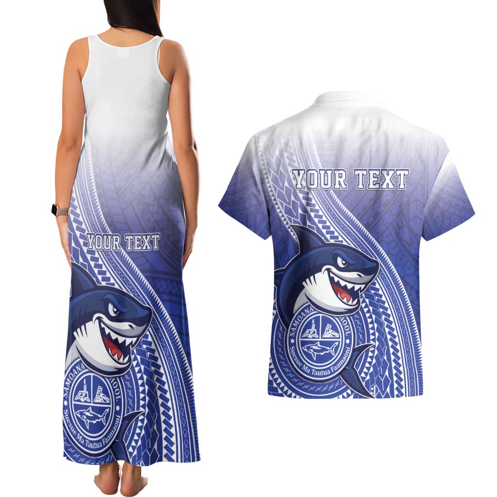 Personalized Samoana High School Couples Matching Tank Maxi Dress and Hawaiian Shirt Polynesian Tribal Shark LT05 - Polynesian Pride